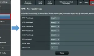 Ustawienia routera: sekcja WAN - NAT Passthrough, opcja PPPoE Relay ustawiona na "Disable".