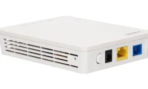 Biały router Huawei, model funbox 3, z portami LAN i OPTICAL.