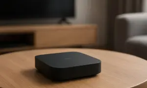 Czarna przystawka smart TV na drewnianym stoliku. Zastanawiasz się, jaką przystawkę smart TV wybrać?