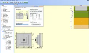 Program do projektowania fundamentów. Widok 3D i przekroje fundamentu, parametry techniczne i warunki gruntowe.