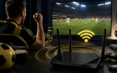 Streaming sportowy i domowa sieć podczas meczu: co najbardziej obciąża router