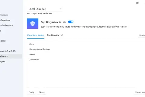 Sejf Odzyskiwania w Disk Drill chroni dane, w tym ostatnio usunięte pliki, foldery i bazy danych.