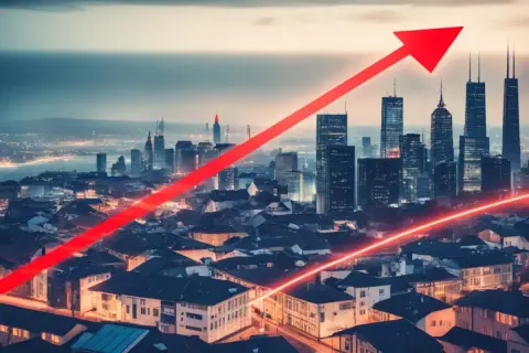 Rosnąca moc przyłączeniowa PGE widoczna na wykresie nad panoramą miasta.