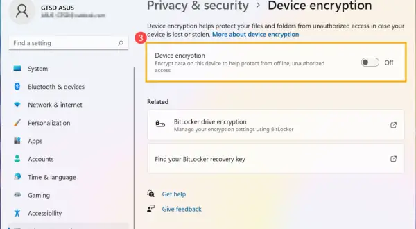 Ustawienia prywatności i zabezpieczeń w Windows 11, gdzie można włączyć szyfrowanie dysku BitLocker, aby chronić dane.