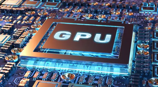 Zbliżenie na zaawansowany układ GPU, symbolizujący planowanie przyspieszanego sprzętowo procesora graficznego.