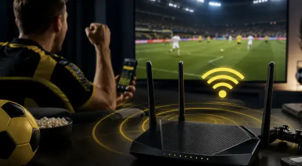 Streaming sportowy i domowa sieć podczas meczu: co najbardziej obciąża router