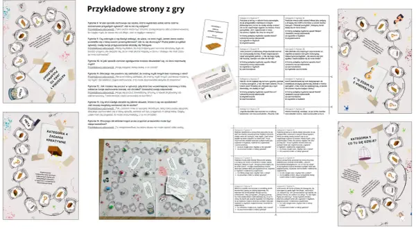 Gra planszowa z pytaniami o pułapki myślenia, np. "czytanie w myślach" i "czarnowidztwo".