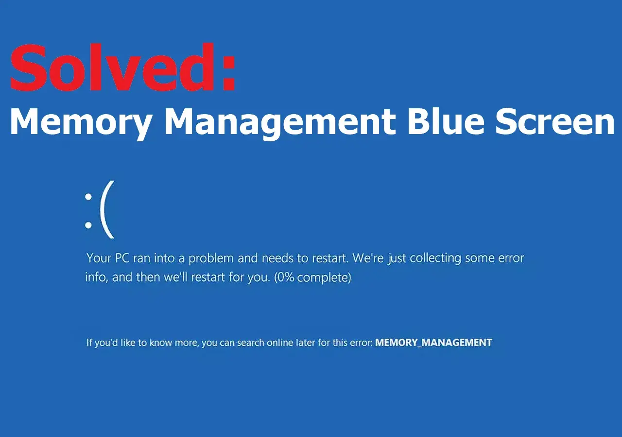 Rozwiązany problem: Memory Management Blue Screen. Komputer napotkał błąd i wymaga restartu.