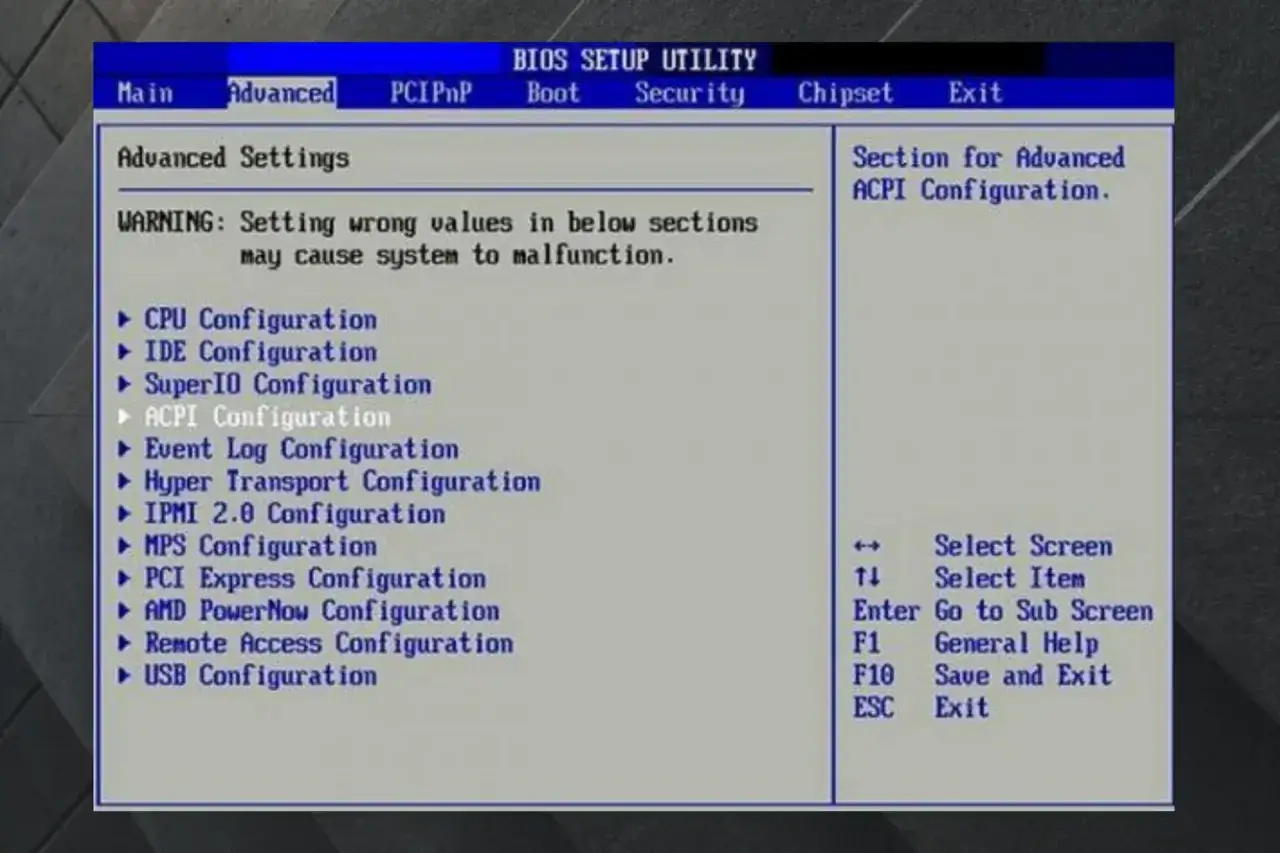 Ekran BIOS z opcjami zaawansowanymi. Dowiedz się, jak wejść do BIOS-u w Windows 11, aby dostosować ustawienia.