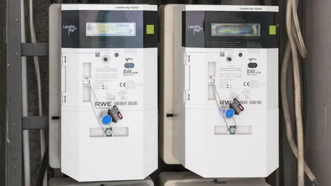 Dwa liczniki energii elektrycznej Landis+Gyr E450, gotowe do wymiany w Tauron.