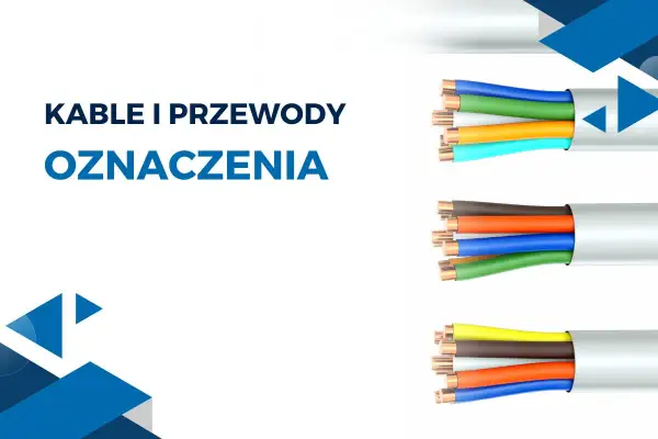 Różne rodzaje przewodów elektrycznych z kolorowymi żyłami, pokazujące ich oznaczenia.