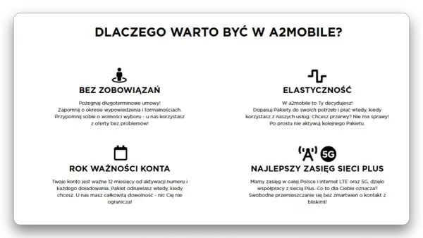 Długi rok ważności konta plus to 12 miesięcy od aktywacji lub doładowania. Pakiet odnawiasz, kiedy chcesz. U nas masz swobodę!